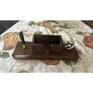 Vintage SOUTHWESTERN Business Card Pen Holder New Mexico Pottery Handmade Nav